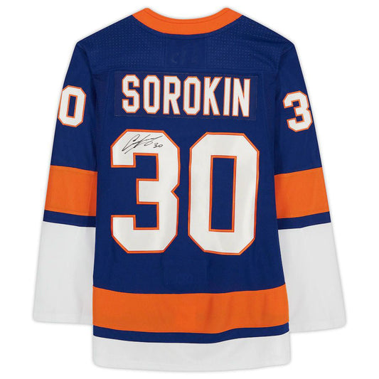 NY.Islanders #30 Ilya Sorokin Fanatics Authentic Autographed Blue  Jersey Royal Stitched American Hockey Jerseys