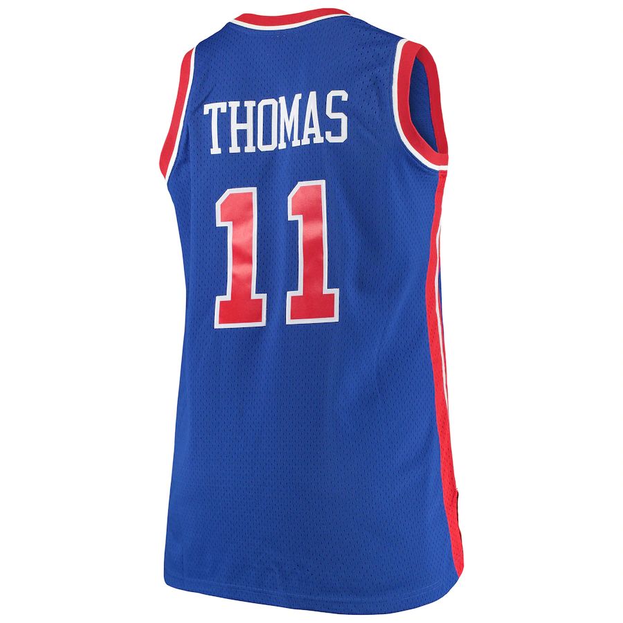 D.Pistons #11 Isaiah Thomas Mitchell & Ness Big & Tall Hardwood Classics Jersey Royal Stitched American Basketball Jersey