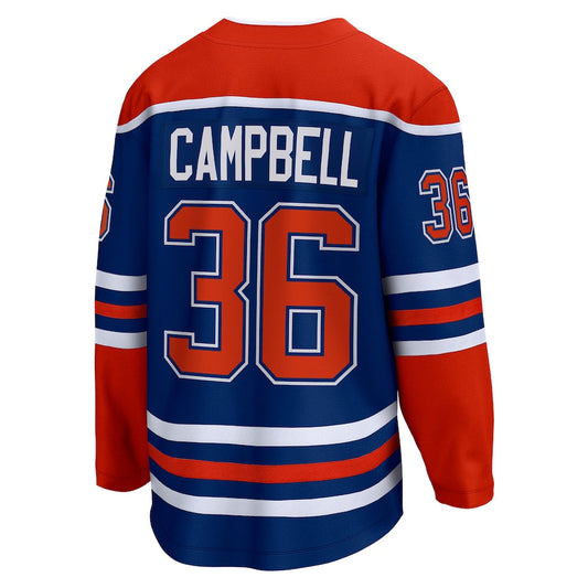 E.Oilers #36 Jack Campbell Fanatics Branded Home Breakaway Player Jersey  Royal Stitched American Hockey Jerseys