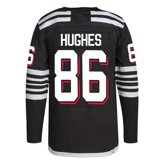 NJ.Devils #86 Jack Hughes 2021-22 Alternate Primegreen Authentic Pro Player Jersey Black Stitched American Hockey Jerseys