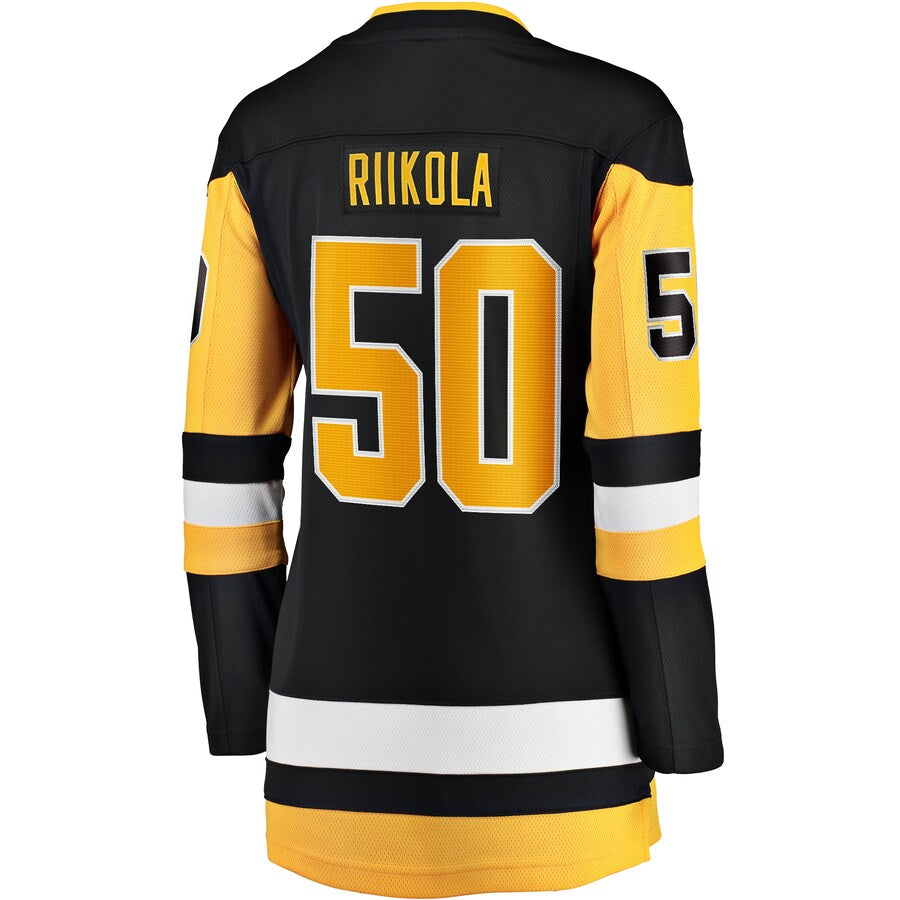 P.Penguins #50 Juuso Riikola Fanatics Branded Women's Home Breakaway Player Jersey Black Stitched American Hockey Jerseys