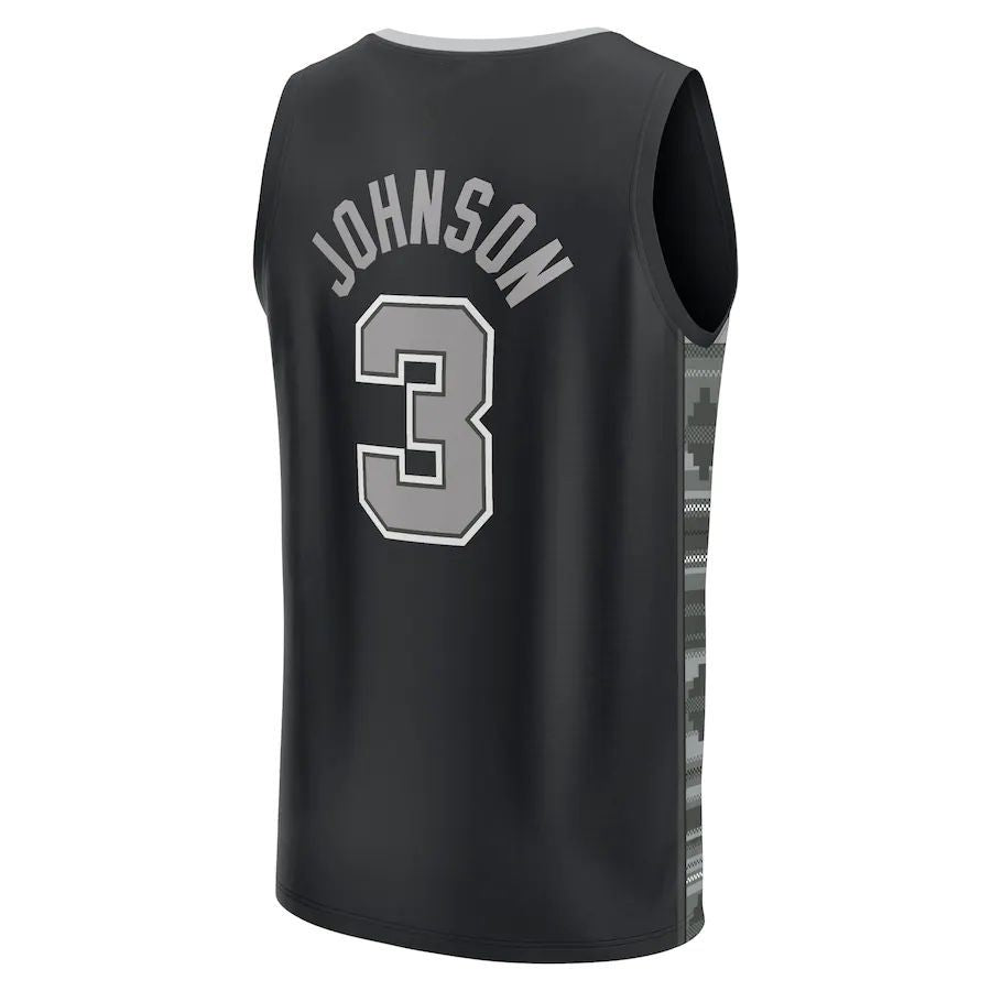 S.Antonio Spurs #3 Keldon Johnson Fanatics Branded  Fast Break Replica Player Jersey Statement Edition Black Stitched American Basketball Jersey