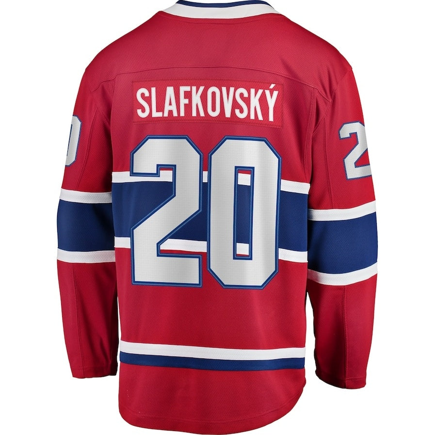 M.Canadiens #20 Juraj Slafkovsky Fanatics Home Premier Breakaway Player Jersey - Red Stitched American Hockey Jerseys