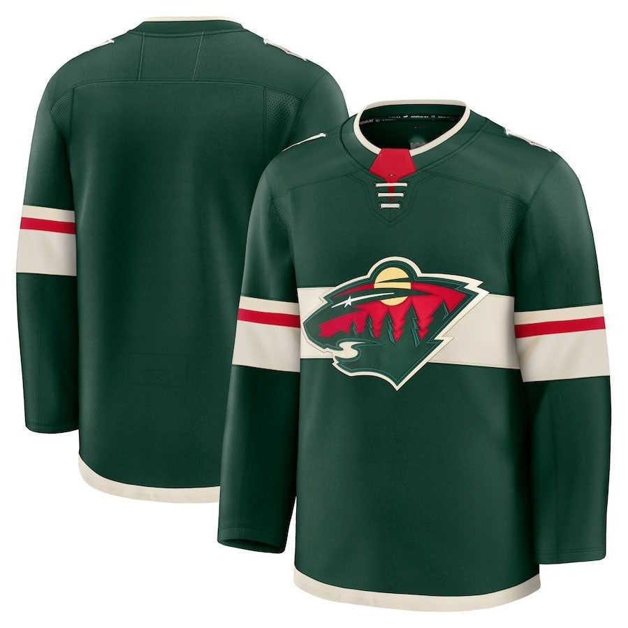 M.Wild Fanatics Home Premium Jersey - Green Stitched American Hockey Jerseys