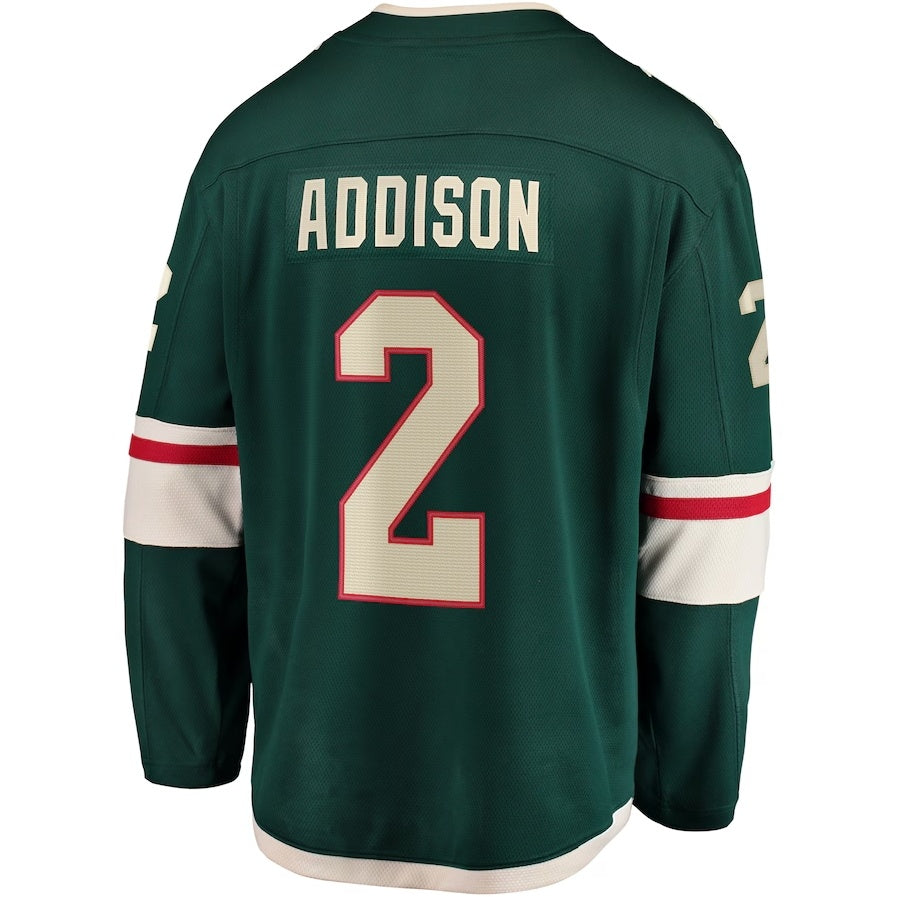 M.Wild #2 Calen Addison Fanatics Home Breakaway Player Jersey - Green Stitched American Hockey Jerseys