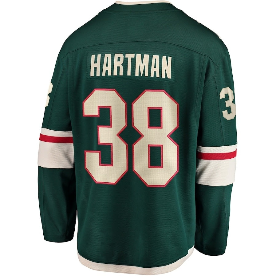 M.Wild #38 Ryan Hartman Fanatics Home Breakaway Player Jersey - Green Stitched American Hockey Jerseys