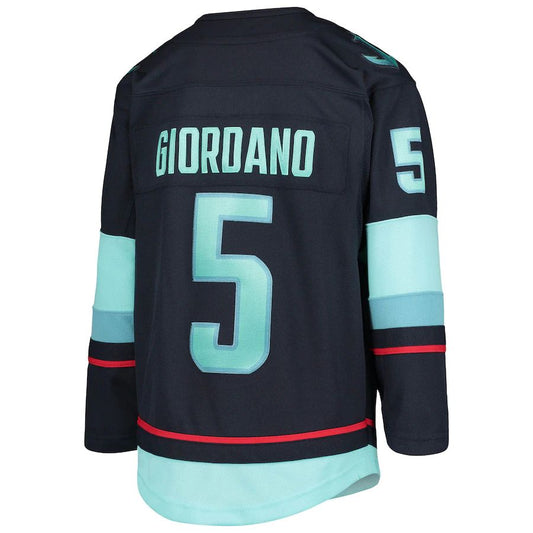 S.Kraken #5 Mark Giordano Home Premier Player Jersey  Blue Stitched American Hockey Jerseys
