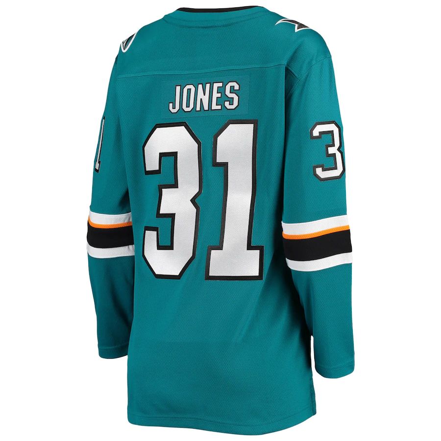 SJ.Sharks #31 Martin Jones Fanatics Branded Breakaway Home Team Player Jersey  Teal Stitched American Hockey Jerseys