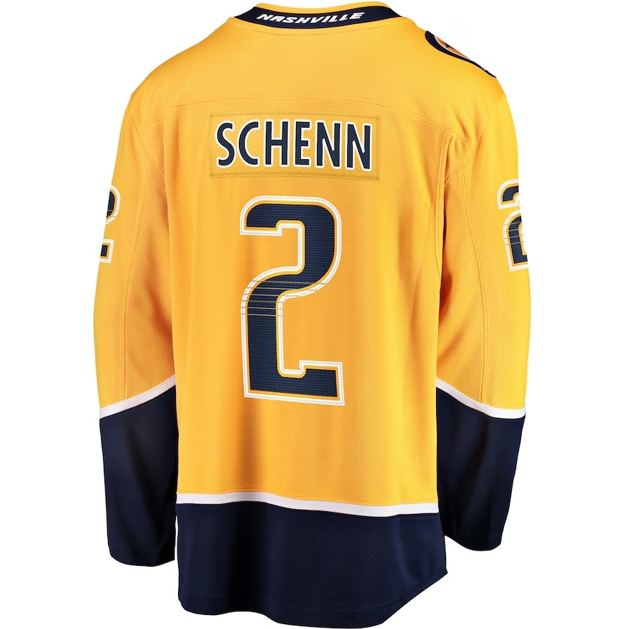 N.Predators #2 Luke Schenn Fanatics Home Breakaway Jersey - Gold Stitched American Hockey Jerseys