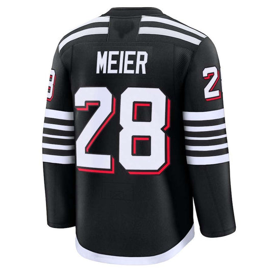 NJ.Devils #28 Timo Meier Fanatics Alternate Premium Jersey - Black Stitched American Hockey Jerseys