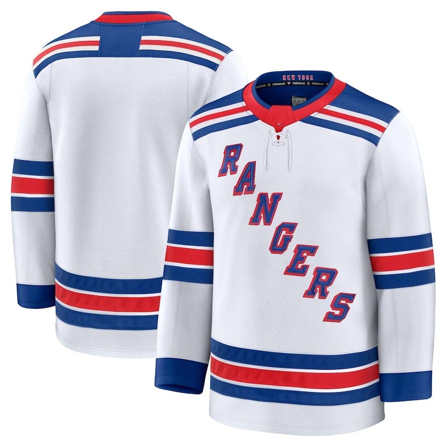 NY.Rangers Fanatics Away Premium Jersey - White Stitched American Hockey Jerseys