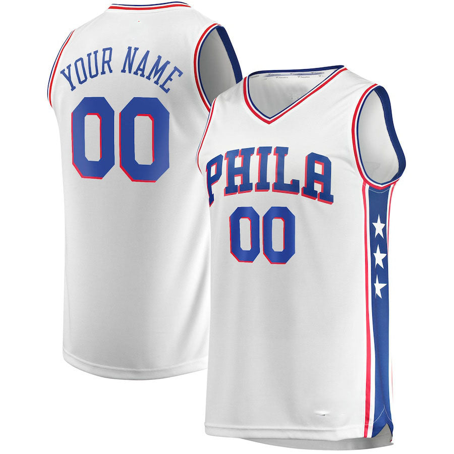 Custom PH.76ers Fanatics Branded  Fast Break Replica Jersey White Association Edition Stitched Basketball Jersey