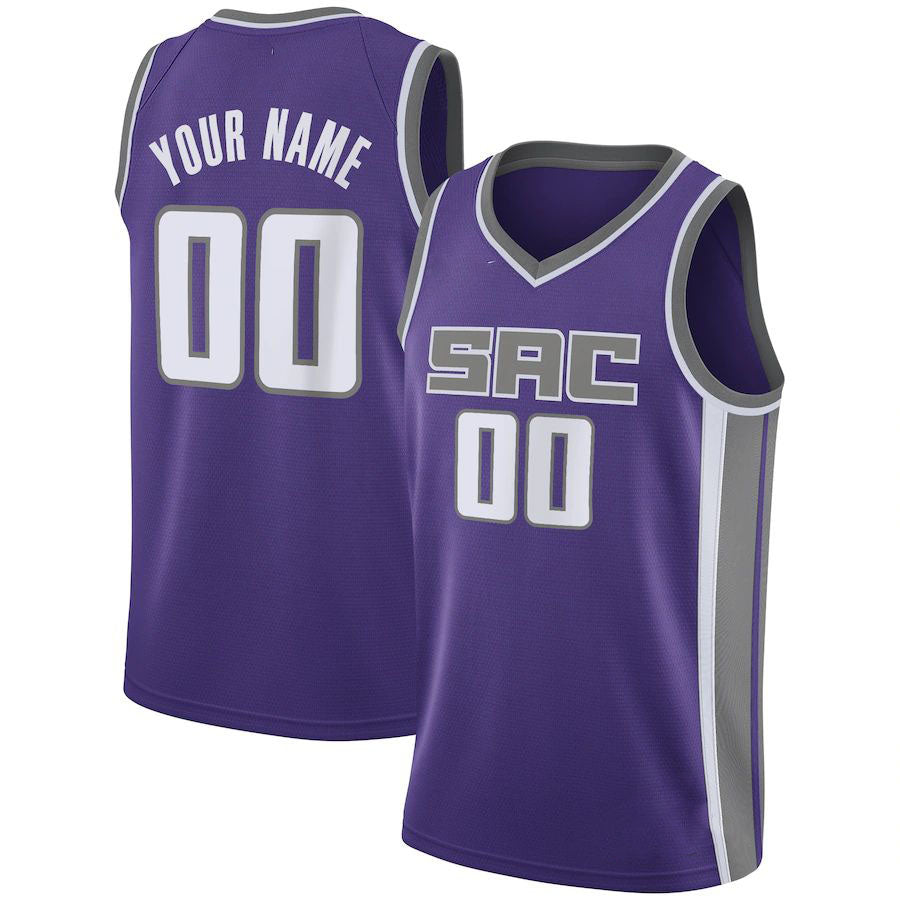Custom S.Kings Swingman  Jersey Purple  Icon Edition Stitched Basketball Jersey