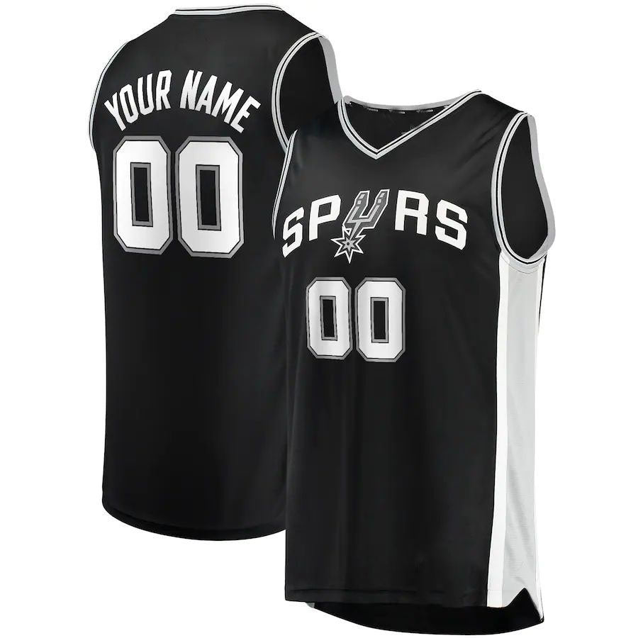 Custom S.Antonio Spurs Fanatics Branded  Fast Break Custom Replica Jersey Black Icon Edition Stitched Basketball Jersey