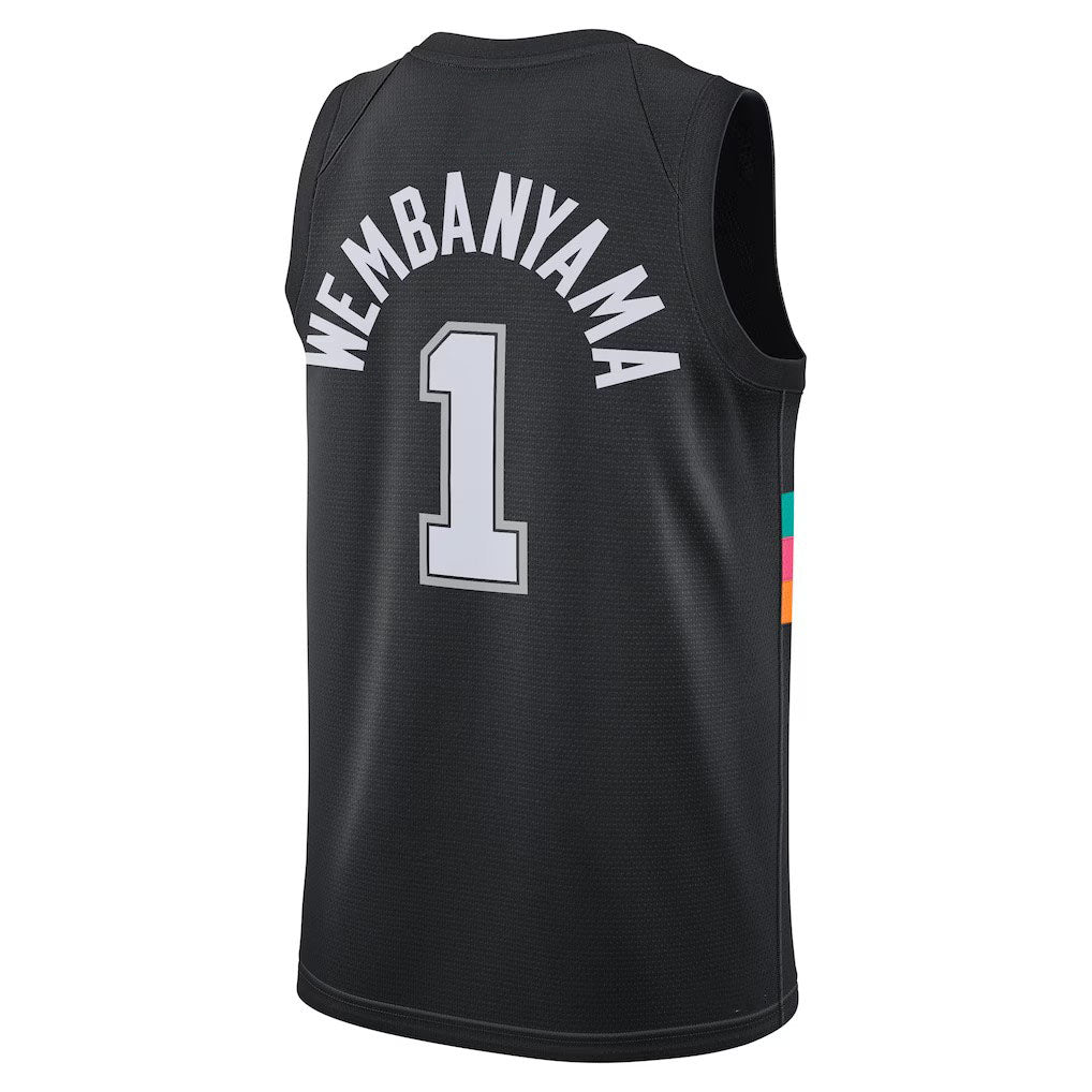 S.Antonio Spurs #1 Victor Wembanyama Black 2025-26 Swingman City Edition Stitched American Basketball Jersey