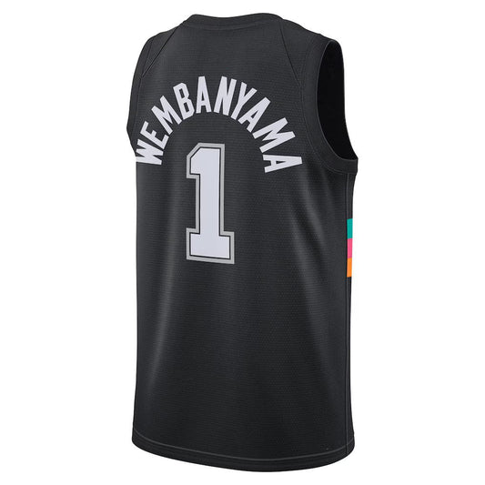 S.Antonio Spurs #1 Victor Wembanyama Black 2025-26 Swingman City Edition Stitched American Basketball Jersey