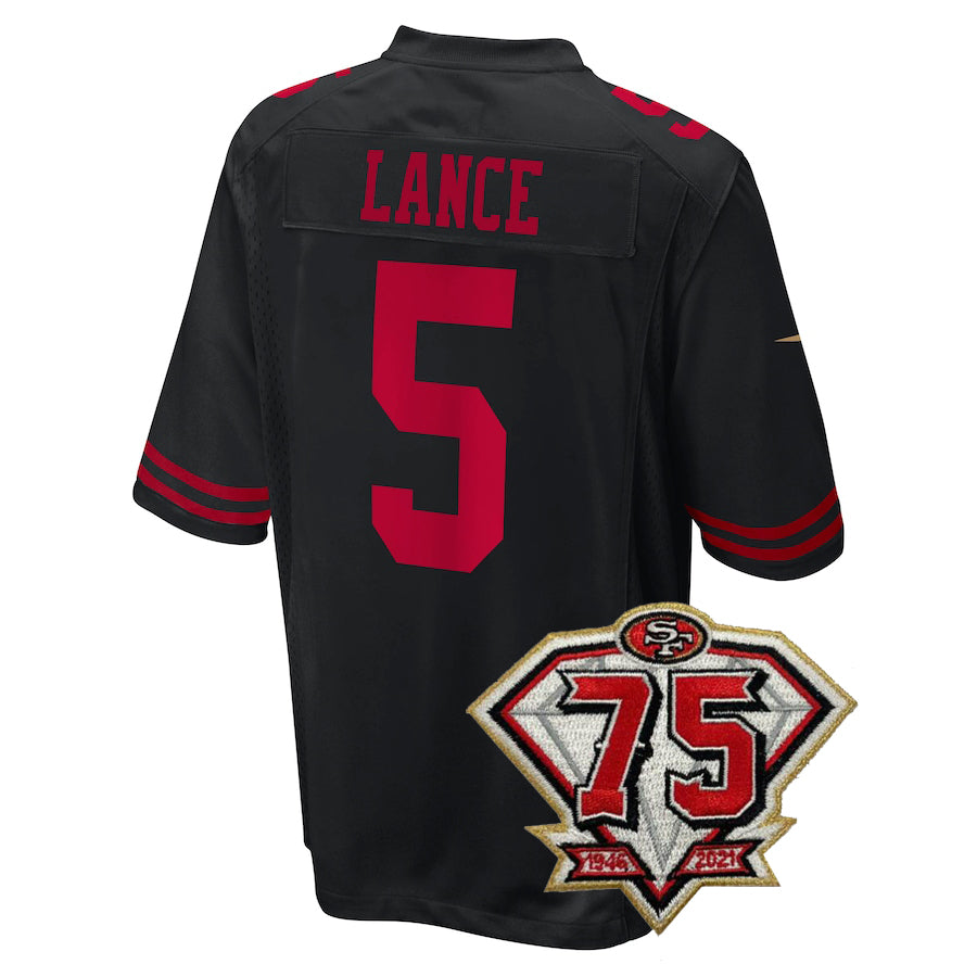Men's Kids Women's San Francisco 49ers #5 Trey Lance Football Jersey Red White Black