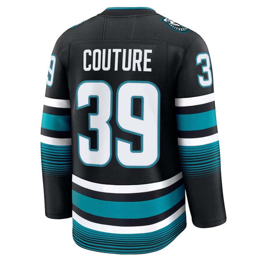 SJ.Sharks #39 Logan Couture Fanatics Alternate Premium Jersey - Black Stitched American Hockey Jerseys