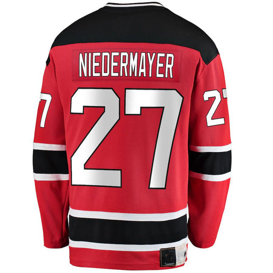NJ.Devils #27 Scott Niedermayer Fanatics Branded Premier Breakaway Retired Player Jersey Red Stitched American Hockey Jerseys