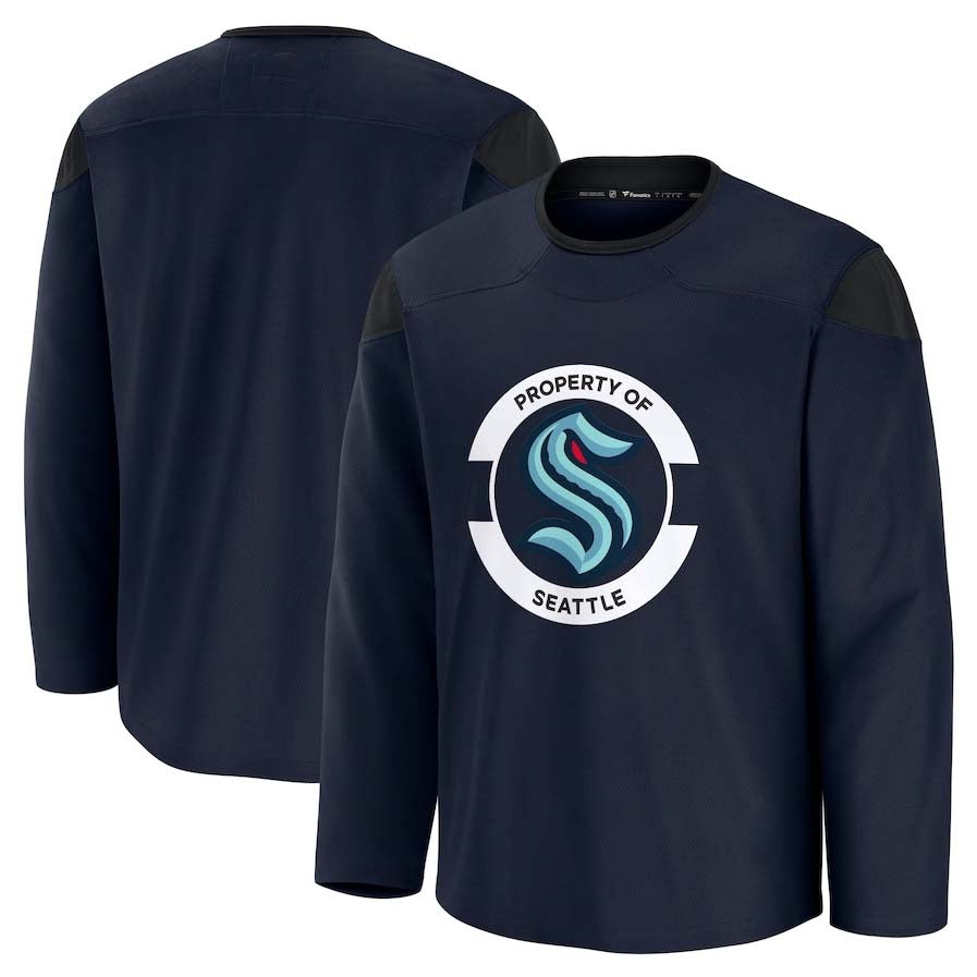 S.Kraken Fanatics Team Practice Jersey - Deep Sea Blue Stitched American Hockey Jerseys