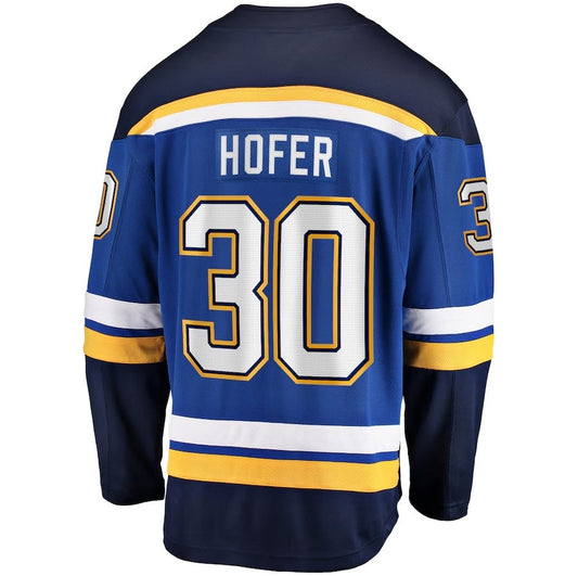 St.L.Blues #30 Joel Hofer Fanatics Home Premier Breakaway Player Jersey - Blue Stitched American Hockey Jerseys