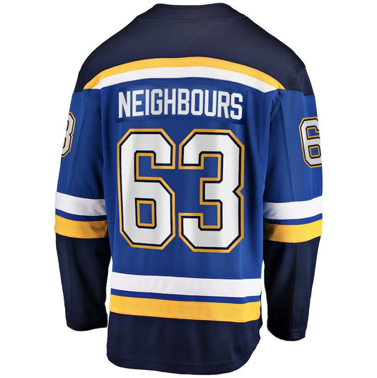 St.L.Blues #63 Jake Neighbours Fanatics Home Premier Breakaway Player Jersey - Blue Stitched American Hockey Jerseys