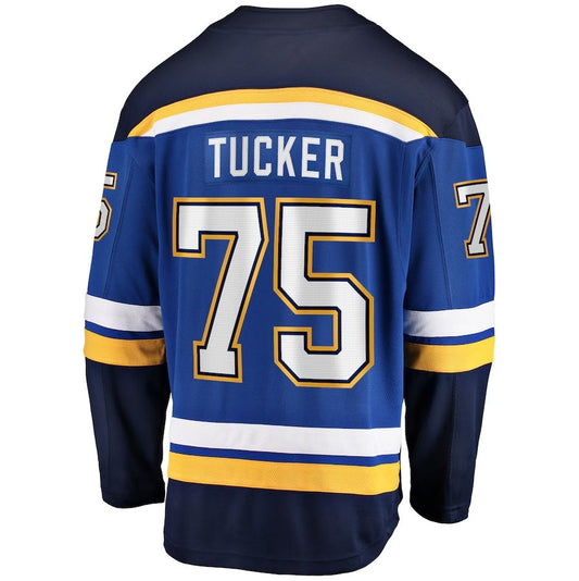 St.L.Blues #75 Tyler Tucker Fanatics Home Premier Breakaway Player Jersey - Blue Stitched American Hockey Jerseys