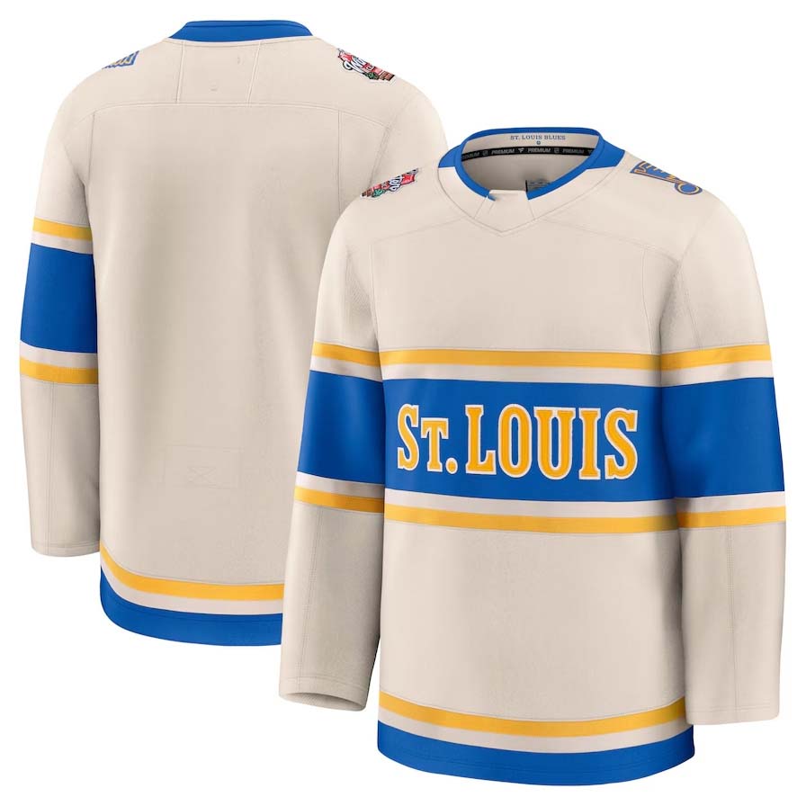 St.L.Blues Fanatics 2025 Winter Classic Premium Jersey - Cream Stitched American Hockey Jerseys