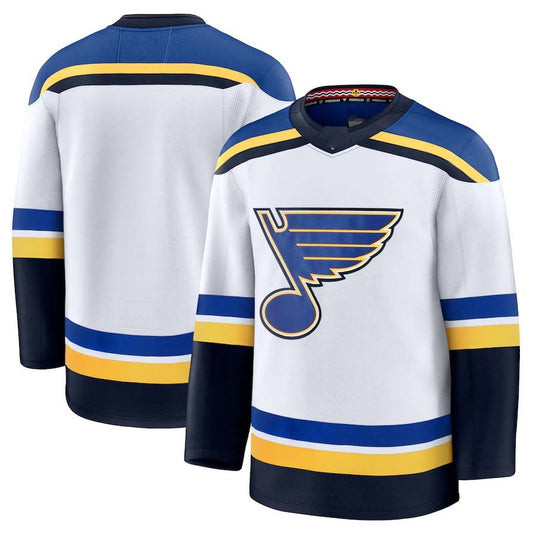 St.L.Blues Fanatics Away Premium Jersey - White Stitched American Hockey Jerseys