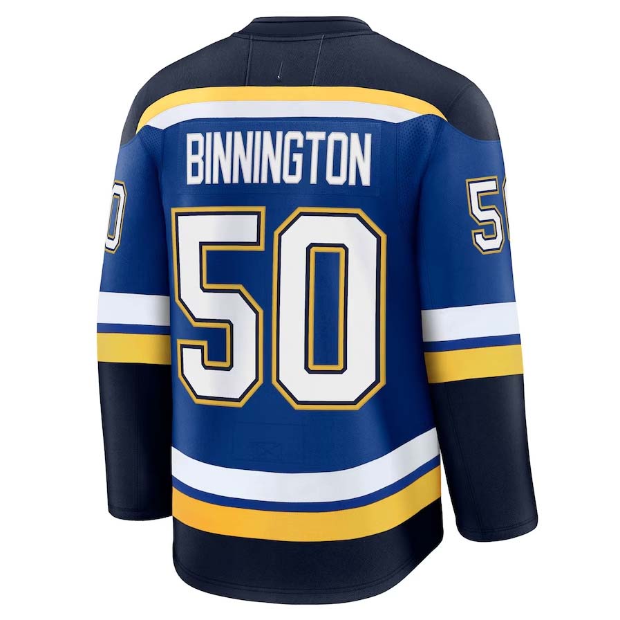 St.L.Blues #50 Jordan Binnington Fanatics Home Premium Jersey - Blue Stitched American Hockey Jerseys