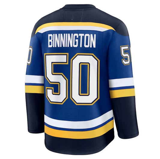 St.L.Blues #50 Jordan Binnington Fanatics Home Premium Jersey - Blue Stitched American Hockey Jerseys