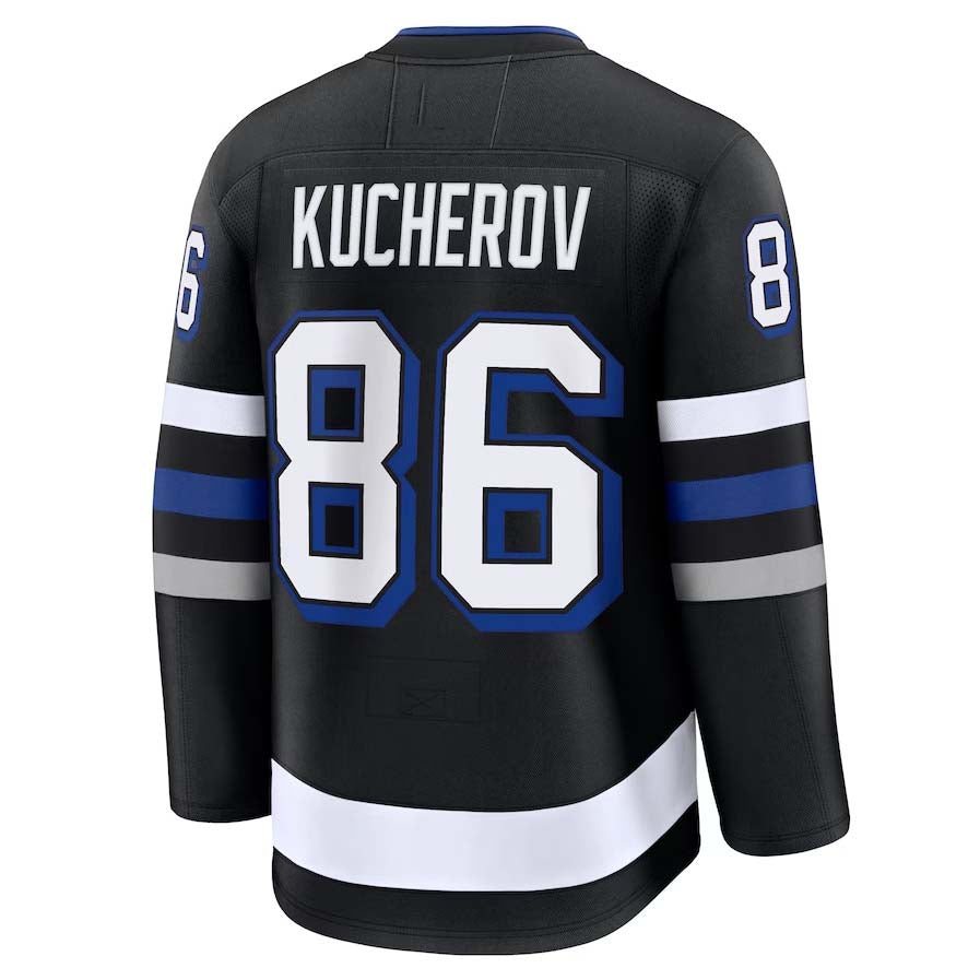 TB.Lightning #86 Nikita Kucherov Fanatics Alternate Premium Jersey - Black Stitched American Hockey Jerseys
