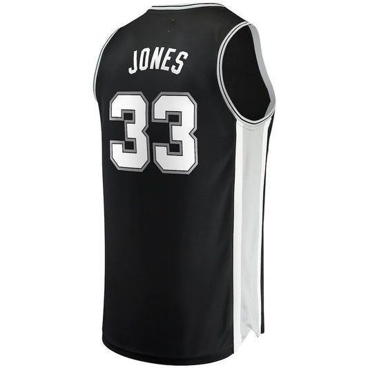 S.Antonio Spurs #33 Tre Jones Fanatics Branded Fast Break Replica Jersey  Icon Edition Black Stitched American Basketball Jersey