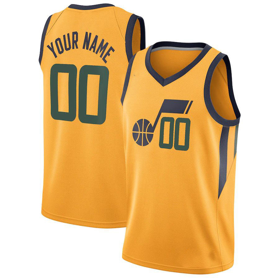Custom U.Jazz Swingman Custom Jersey Statement Edition Gold Stitched Basketball Jersey