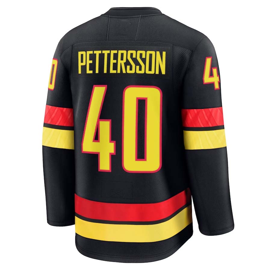 V.Canucks #40 Elias Pettersson Fanatics Alternate Premium Jersey - Black Stitched American Hockey Jerseys