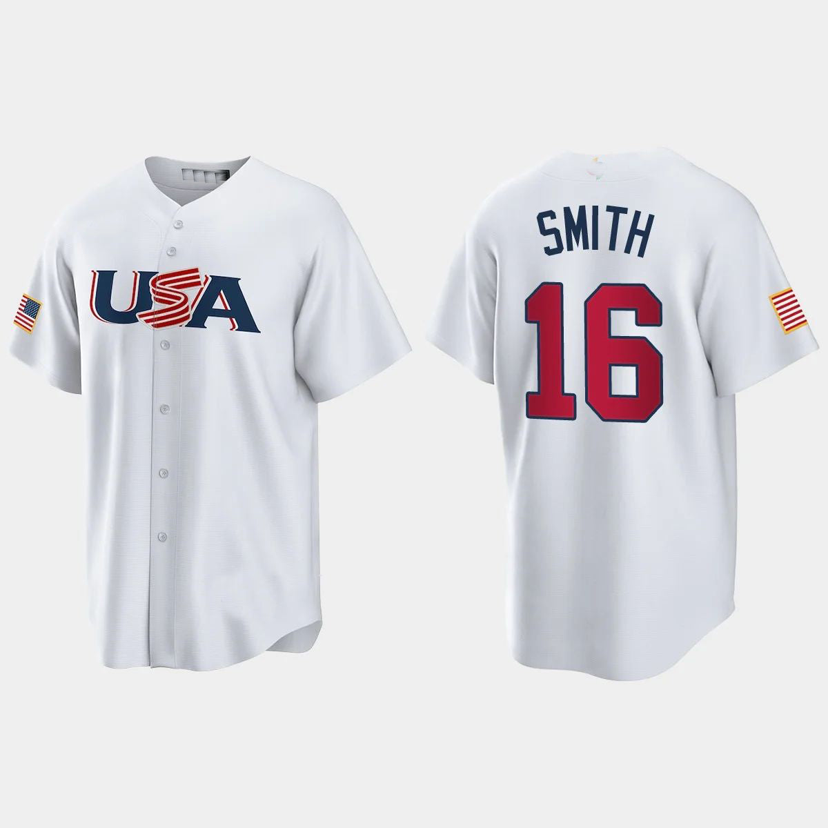 #16 WILL SMITH LOS ANGELES DODGERS 2023 WORLD BASEBALL CLASSIC USA REPLICA JERSEY ¡§C WHITE Stitches Baseball Jerseys