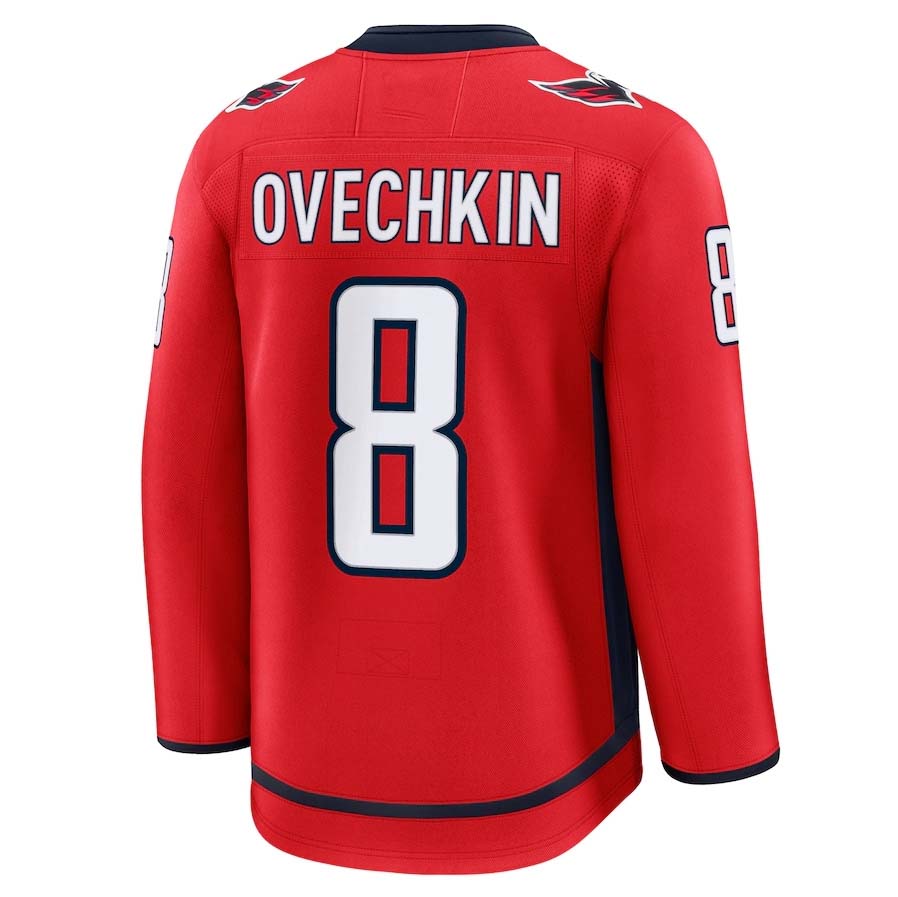 W.Capitals #8 Alexander Ovechkin Fanatics Home Premium Jersey - Red Stitched American Hockey Jerseys