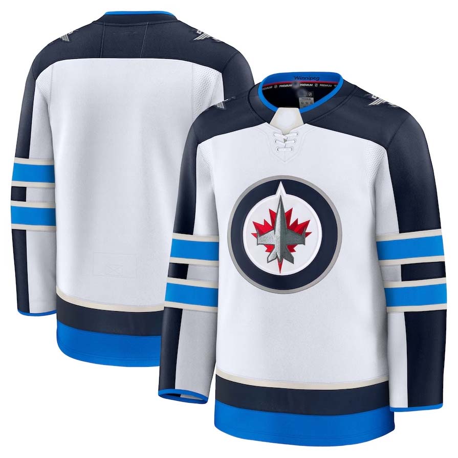 W.Jets Fanatics Away Premium Jersey - White Stitched American Hockey Jerseys
