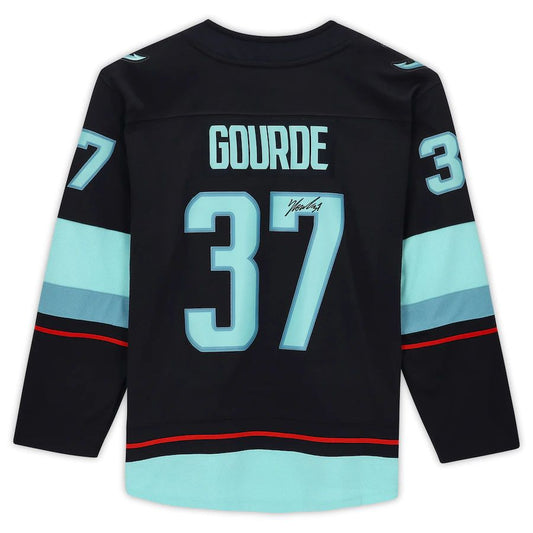 S.Kraken #37 Yanni Gourde Fanatics Authentic Autographed  Breakaway Jersey with Inaugural Season Jersey Patch Stitched American Hockey Jerseys