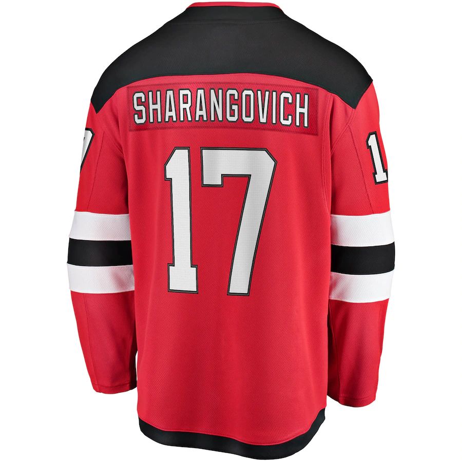 NJ.Devils #17 Yegor Sharangovich Fanatics Branded 2017-18 Home Breakaway Replica Jersey  Red Stitched American Hockey Jerseys